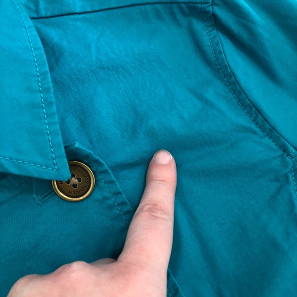 Michael Kors Trench Coat Women’s Large Teal Double Breasted Belted Pockets - Picture 10 of 14